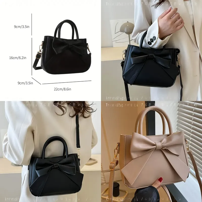 Women'S Bags Handbags - エレガントな黒のリボンハンドバッグ、ゴールドの金具と取り外し可能なストラップ付き、女性用、日常の仕事や旅行に最適なファッショナブルなショルダーバッグ