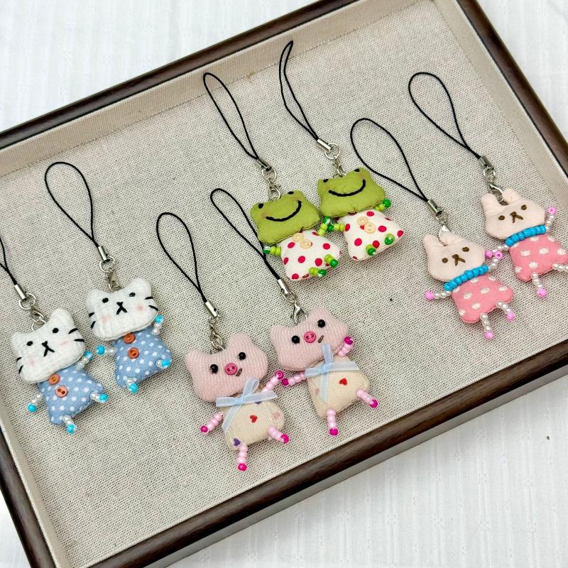 かわいい動物キーホルダー - カエル、ブタ、猫のペンダント、 - Women'S Young Bags のレビューと価格