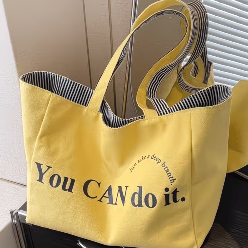 ファッショナブルなストライププリント文字入り両面ショッピング - Women Bags On Sale のレビューと価格